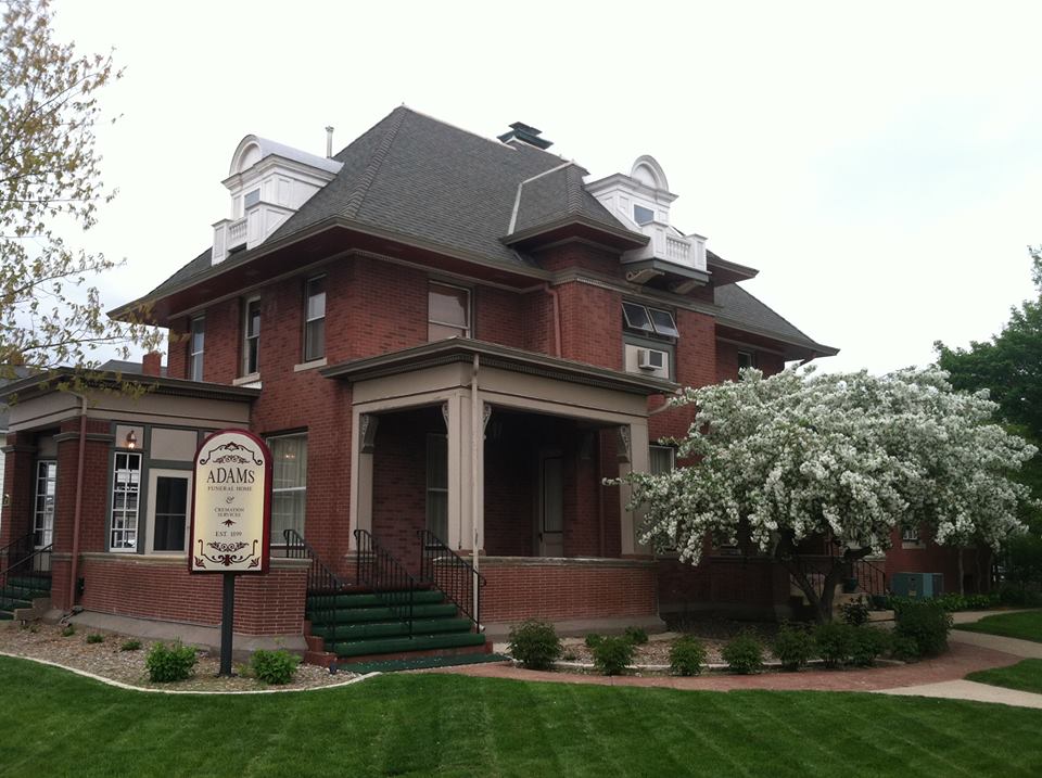 Adams Funeral Home & Cremation Services building in Ames, Iowa