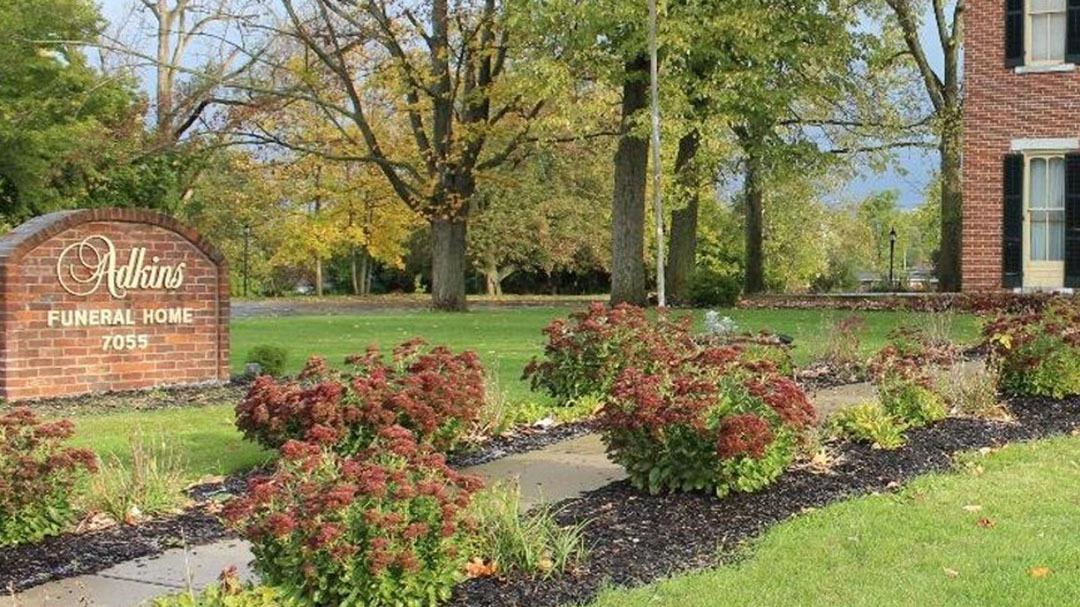 Adkins Funeral Home building in Enon, Ohio