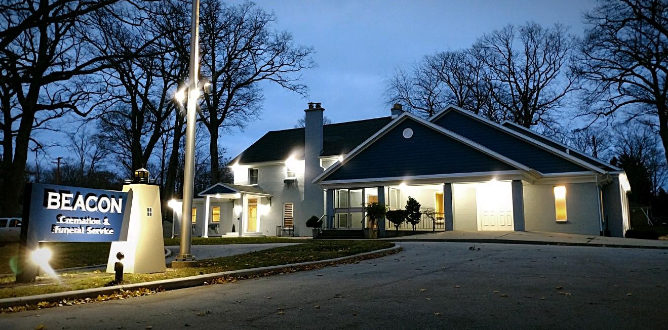 Beacon Cremation & Funeral Service building in Whitehall, Michigan