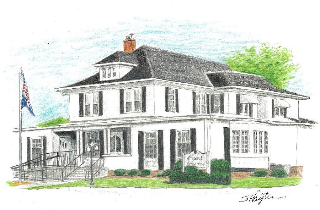 Capaul Funeral Home building in Ida, Michigan