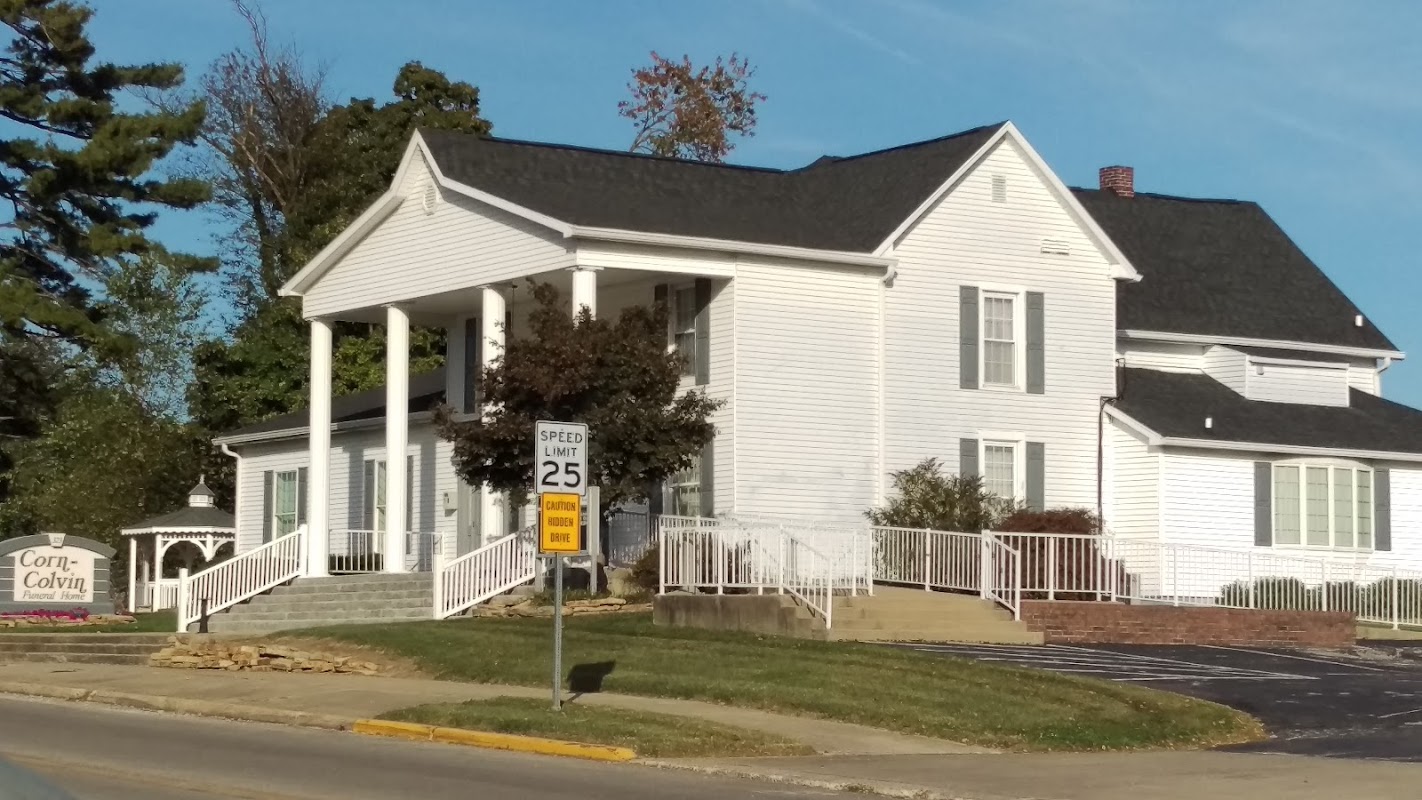 Corn-Colvin Funeral Home building in Oakland City, Indiana