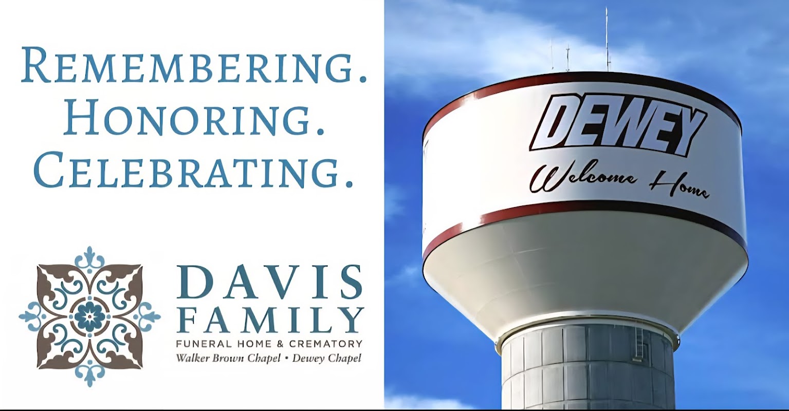 Davis Family Funeral Home And Cremation Options building in Dewey, Oklahoma