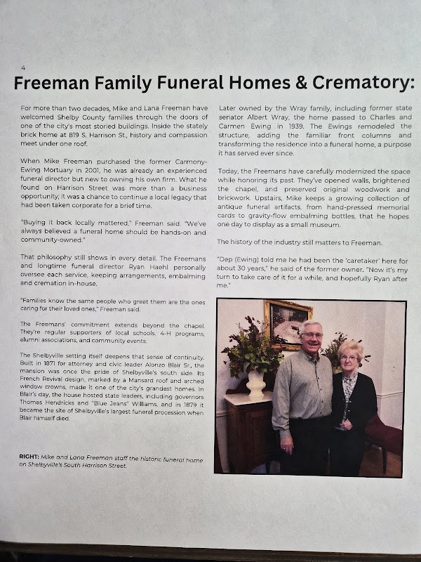 Freeman Family Funeral Homes - Carmony Ewing Chapel building in Shelbyville, Indiana