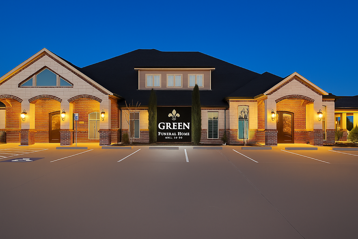 Green's Mortuary building in Bay City, Texas