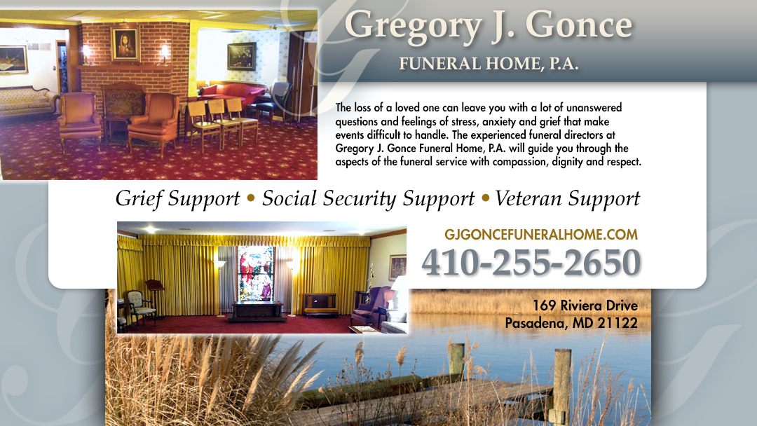 Gregory J. Gonce Funeral Home building in Riviera Beach, Maryland