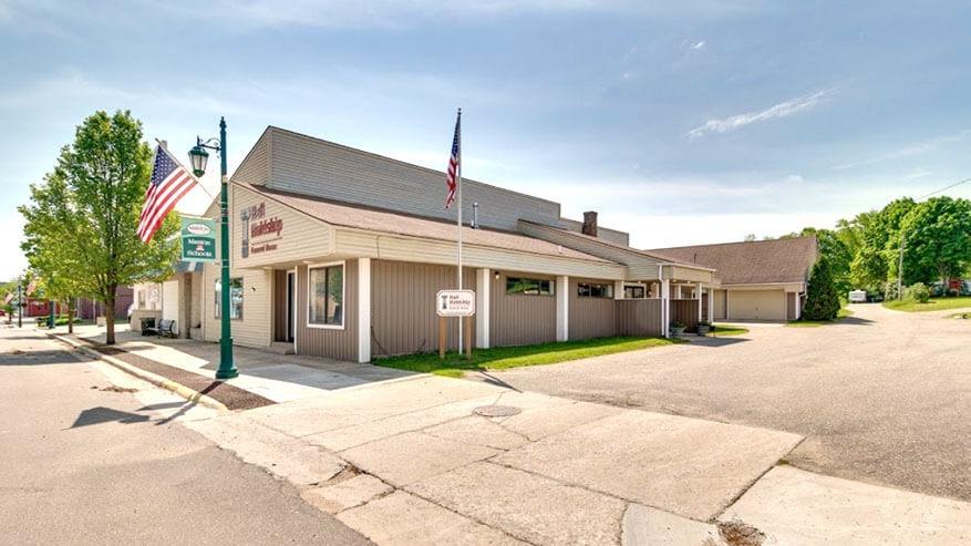 Hall-Holdship Funeral Home building in Manton, Michigan