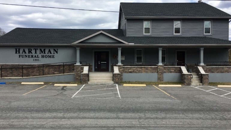 Hartman Funeral Home building in New Ringgold, Pennsylvania