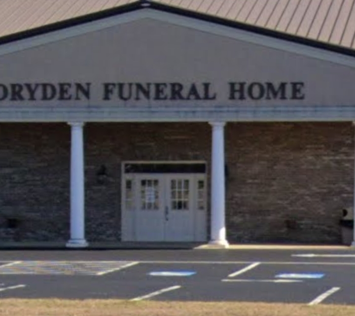 Dryden Funeral Home building in Heflin, Alabama