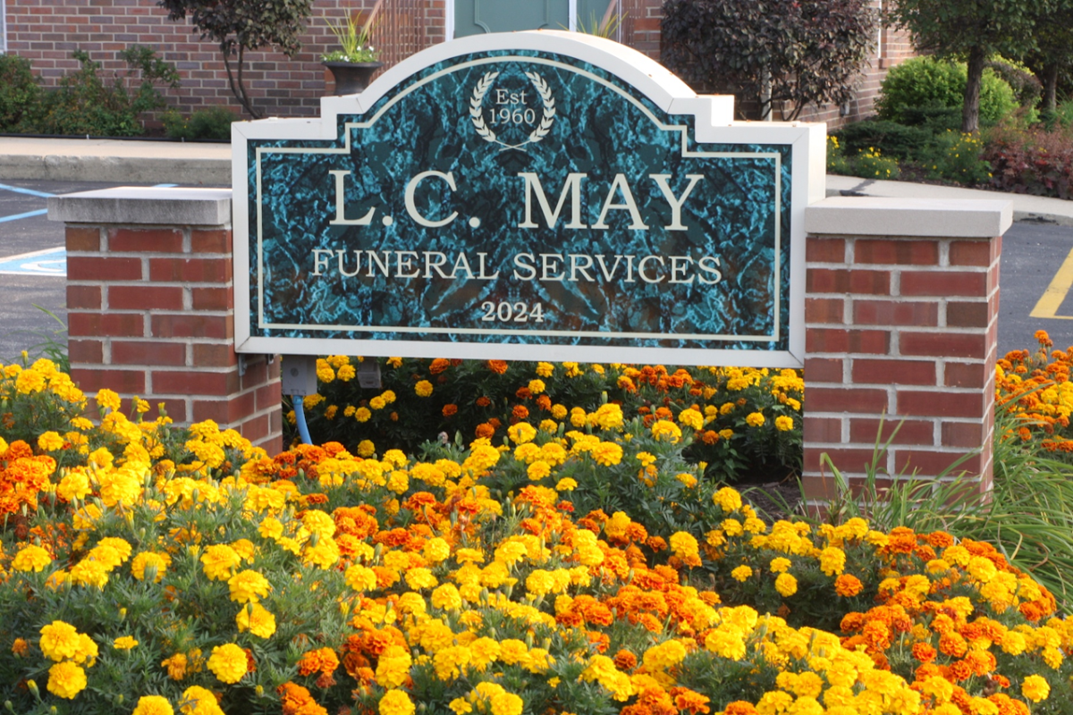 L.C. May Funeral Services building in Anderson, Indiana