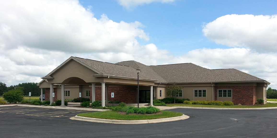 Maple Crest Funeral Home building in Waupaca, Wisconsin