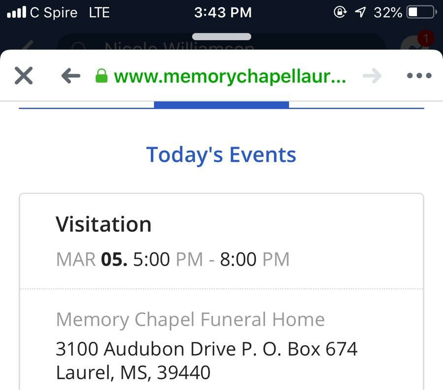 Memory Chapel Funeral Home building in Laurel, Mississippi