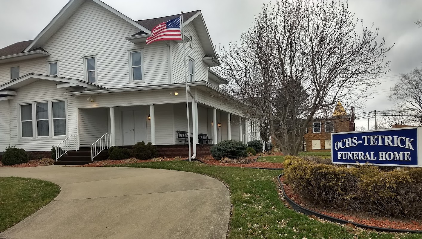 Ochs-Tetrick Funeral Home building in Orleans, Indiana
