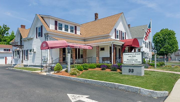 Oteri Funeral Home building in Franklin, Massachusetts