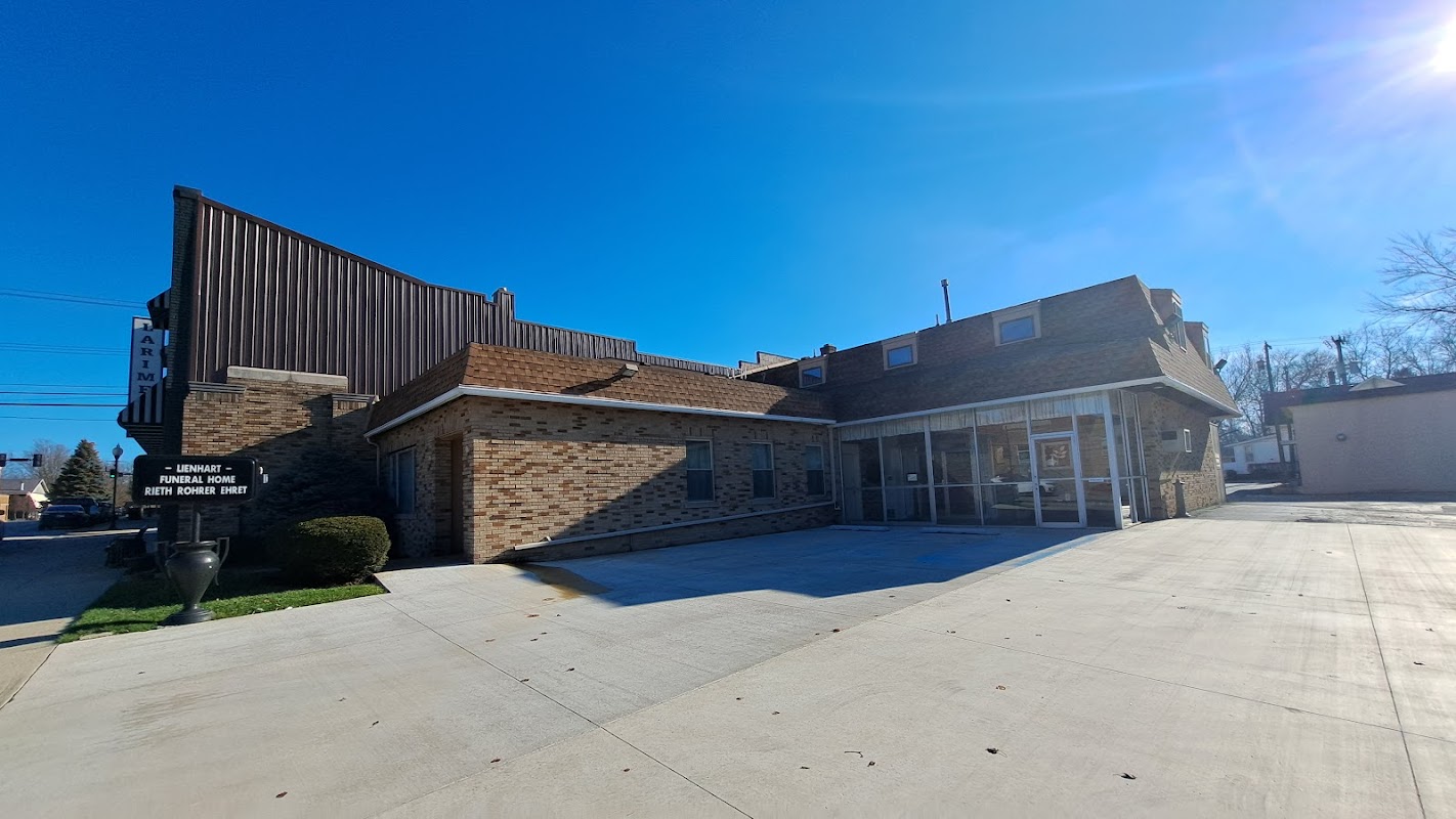 Rieth-Rohrer-Ehret-Lienhart Funeral Home building in Wakarusa, Indiana